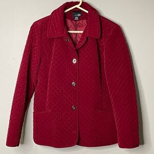 East 5th polyester quilted jacket, coat. L, Red, Pre-owned